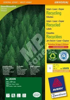 Samolepící etiketa Univerzální etikety recyklované AVERY A4 - 100 listů