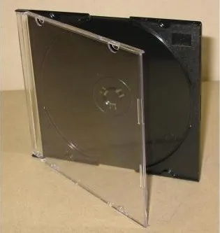 Box na 1 ks CD, průhledný,SLIM černý tray, tenký