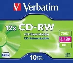 Optické médium Verbatim CD-RW 10 pack jewel 12x 700MB