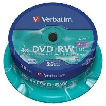 Verbatim 1x25 DVD-RW 4,7GB 4x speed matt silver Optické médium Verbatim 1x25 DVD-RW 4,7GB 4x speed matt silver