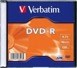 Optické médium Verbatim DVD-R 4,7GB 16x slim 100pack