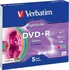Optické médium Verbatim DVD-R 4,7GB 16x slim colour 5 pack