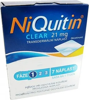 Odvykání kouření Niquitin Clear 21 mg náplasti 7x 21 mg