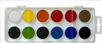 Vodová barva Vodové barvy 30mm 12 odstínů,obdélnikové, KOH-I-NOR