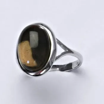 prsten Stříbrný prsten, přírodní záhněda, prstýnek ze stříbra, T 1454