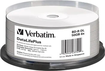 Blu-ray BD-R DL Verbatim 50GB 6x wide Profesional Printable 25