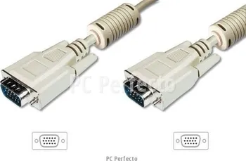Video kabel DIGITUS Digitus VGA kabel připojovací, stíněný, béžový, 15m (AK-310103-150-E)