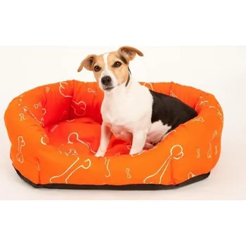 Pelíšek pro psa Samohýl Kost oranžovo/bílý pelech 8 hran