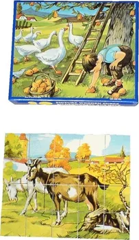 Dřevěná hračka Topa Kostky dřevěné-Zvířátka husy 20ks