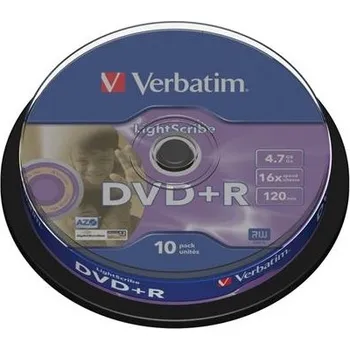 Optické médium Verbatim DVD+R 4,7 GB 16x LightScribe 10 cake