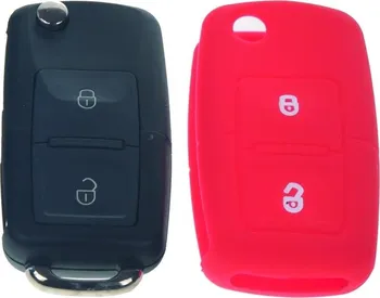 Silikonový obal pro klíč Škoda, VW, Seat 2-tlačítkový, červený