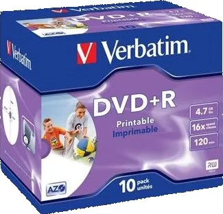 Optické médium Verbatim DVD+R 4,7GB 16x print  box 10 pack