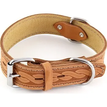 B&F Obojek kožený zdobený vlisem koňakový