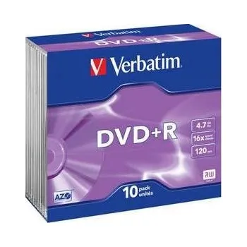 Optické médium Verbatim DVD+R 16x 10ks slim