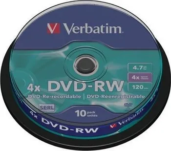 Optické médium Verbatim DVD-RW 10 pack spindle 4x 4.7GB