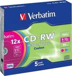 Verbatim CD-RW 80 12x color slim 5 pack