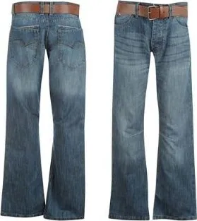 Pánské džíny Lee Cooper PU Belted Jeans Mens Mid Wash