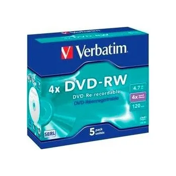 Optické médium Verbatim DVD+RW 5-Pack 4,7GB 4x Jewel