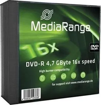 Optické médium MediaRange DVD+R 5ks slim 4.7 Gb 16x MR418