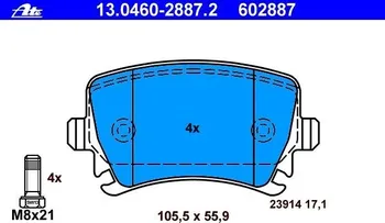 Brzdová destička Sada brzdových destiček ATE (AT 602887) VOLKSWAGEN
