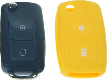 Silikonový obal pro klíč Škoda, VW, Seat 2-tlačítkový, žlutý