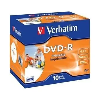 Optické médium Verbatim DVD-R 10 pack Printable 16x 4.7GB jewel