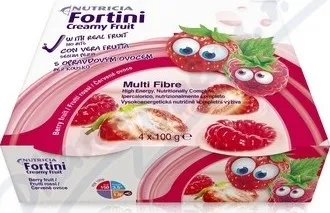 Speciální výživa Fortini Creamy fruit multi fibre červ.ovoce 4x100g