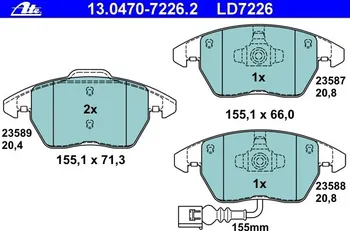 Brzdová destička Sada brzdových destiček, kotoučová brzda ATE (AT LD7226) AUDI