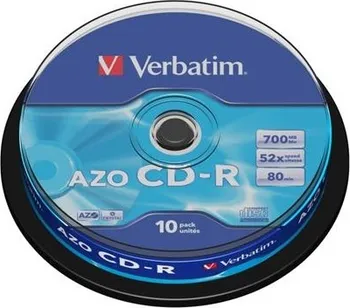 Optické médium Verbatim CD-R 700MB 80min 52x Crystal 10 cake
