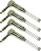 Sada zahnutých kabelových konektorů stereo jack (M) 6,3 mm, 4 ks