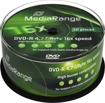 Optické médium MediaRange DVD+R 4,7 GB 16x 50-cake