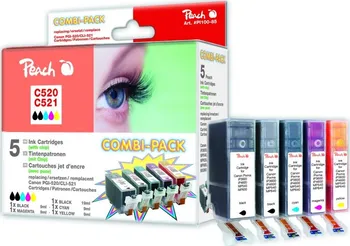 Inkoust Peach CLI-521C,M,Y,B+PGI-520 Combi Pack kompatibilní barevné+černý