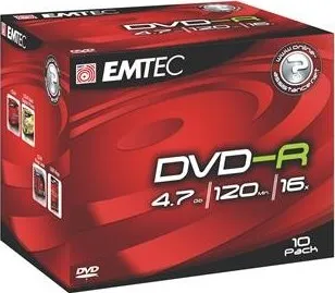 Optické médium Emtec DVD-R 4,7GB 16x box 10 pack