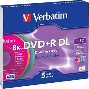 Optické médium Verbatim DVD+R Double Layer 8.5GB 8X Colour