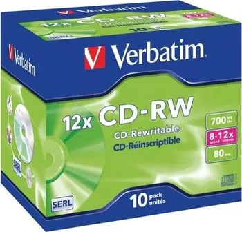 Optické médium Verbatim CD-RW 80 700mb 8x-12x jewel box
