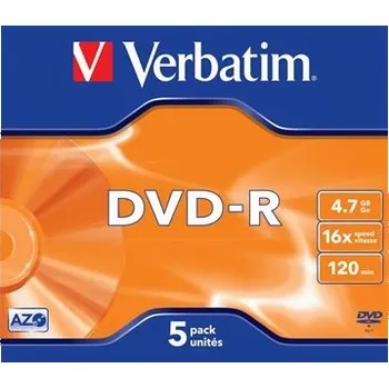 Optické médium Verbatim DVD-R 16 x colours 5 ks v slim krabičce