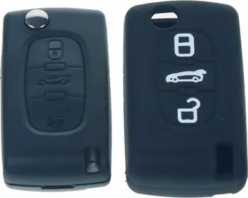 Silikonový obal pro klíč Peugeot/Citroën, 3-tlačítkový, černý