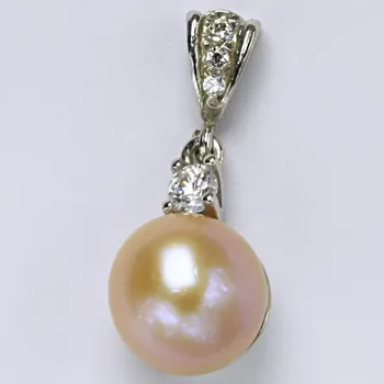 přívěsek Stříbrný přívěšek, přírodní perla, lososvá, šperky s perlou, přívěsek ze stříbra, P 1286
