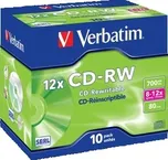Verbatim CD-RW 80 min. 8-12x jewel box…
