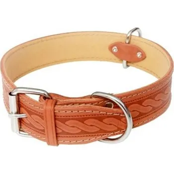 BAFPET kožený obojek zdobený vlisem koňakový