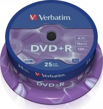 Optické médium Verbatim DVD-R 16x 4.7GB 25ks cakebox
