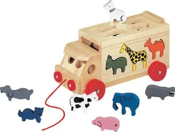 Dřevěná hračka BINO Skládací kamion se zvířaty Bino
