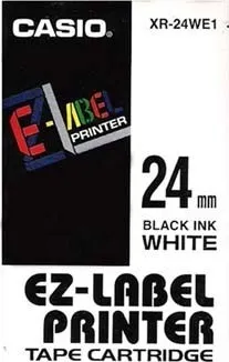 Pásek do tiskárny Casio originální páska do tiskárny štítků, Casio, XR-24WE1, černý tisk/bílý podklad, nelaminovaná, 8m, 24mm
