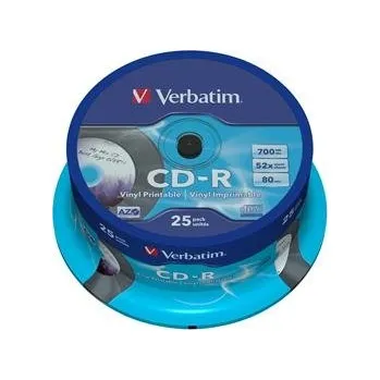 Optické médium Verbatim CD-R 52x VINYL PRINTABLE spindl 25pck/BAL
