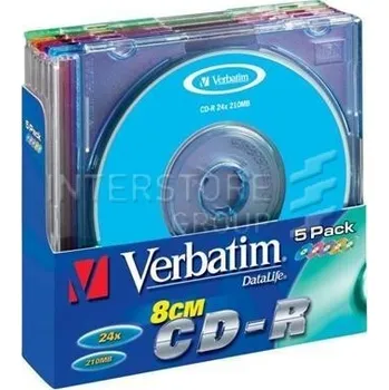 Optické médium Verbatim CD-R 21 min 8cm mini color slim 5 pack