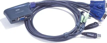 KVM přepínač Aten 2-port KVM USB mini, audio, 0,9m