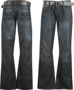 Pánské džíny Lee Cooper PU Belted Jeans Mens Dark Wash