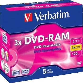 Optické médium Verbatim DVD-RAM 4,7GB 5x jewel box 5ks