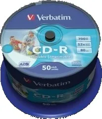 Optické médium Verbatim CD-R Printable DataLife Protection 52x 50ks cakebox
