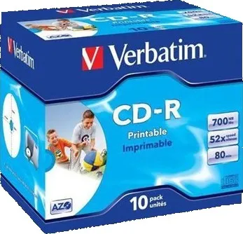 Optické médium Verbatim CD-R DLP 700MB/80min 52x printable jewel box 10ks